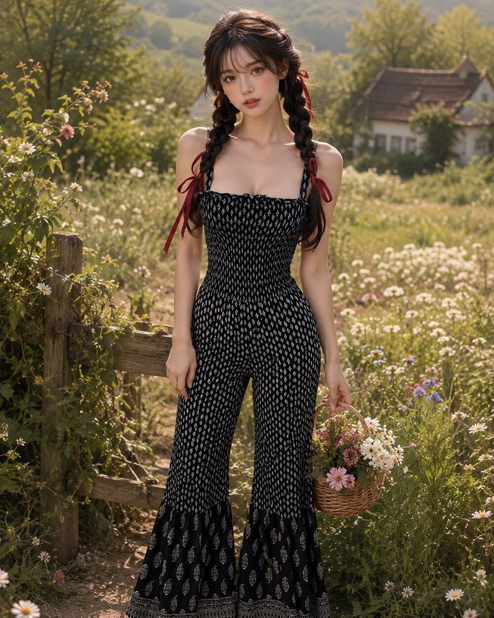 New boho beauty smocked flared leg free spirited festival jumpsuit romper